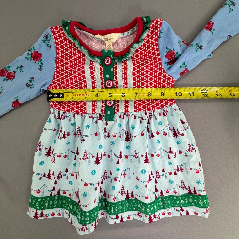 Matilda Jane Girls 18-24M Christmas Mix Print Tunic Dress Red Blue Green Floral